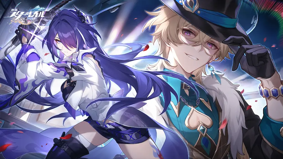 崩壊:スターレイルの人気キャラ(黄泉、アベンチュリン)のビジュアル。美麗グラフィックランキング記事の紹介用に掲載。